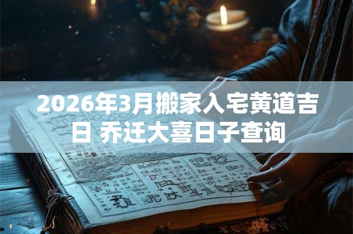 2026年3月搬家入宅黄道吉日 乔迁大喜日子查询