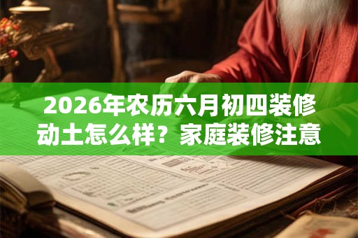 2026年农历六月初四装修动土怎么样?家庭装修注意什么 2026年农历六月初四装修动土怎么样?家庭装修注意什么
