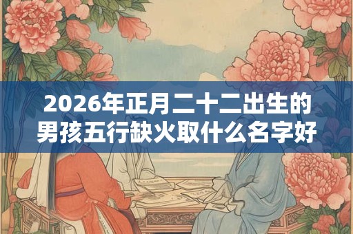 2026年正月二十二出生的男孩五行缺火取什么名字好？