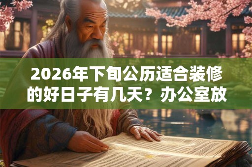 2026年下旬公历适合装修的好日子有几天？办公室放什么招财
