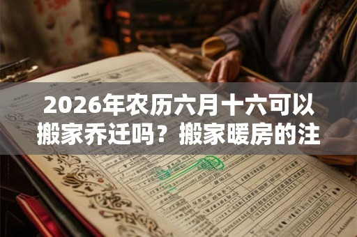 2026年农历六月十六可以搬家乔迁吗？搬家暖房的注意事项