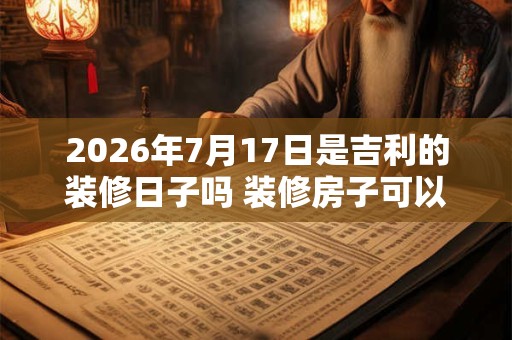 2026年7月17日是吉利的装修日子吗 装修房子可以吗