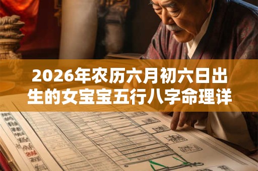 2026年农历六月初六日出生的女宝宝五行八字命理详解