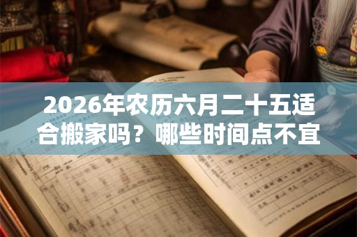 2026年农历六月二十五适合搬家吗？哪些时间点不宜搬家？