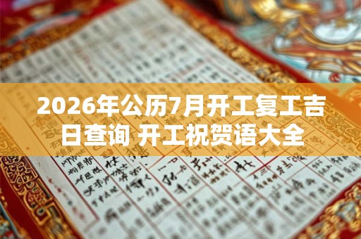 2026年公历7月开工复工吉日查询 开工祝贺语大全 2026年公历7月开工复工吉日查询 开工祝贺语大全