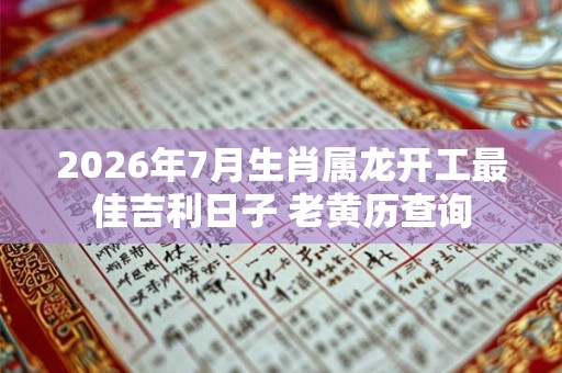 2026年7月生肖属龙开工最佳吉利日子 老黄历查询