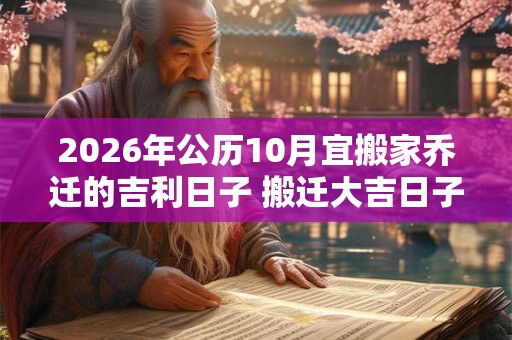 2026年公历10月宜搬家乔迁的吉利日子 搬迁大吉日子 2026年公历10月宜搬家乔迁的吉利日子 搬迁大吉日子