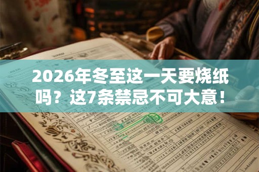 2026年冬至这一天要烧纸吗?这7条禁忌不可大意! 2026年冬至这一天要烧纸吗?这7条禁忌不可大意!