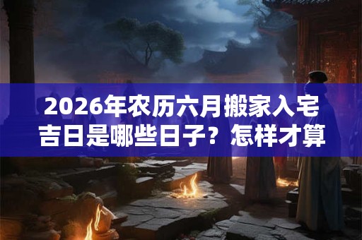 2026年农历六月搬家入宅吉日是哪些日子？怎样才算正式搬家