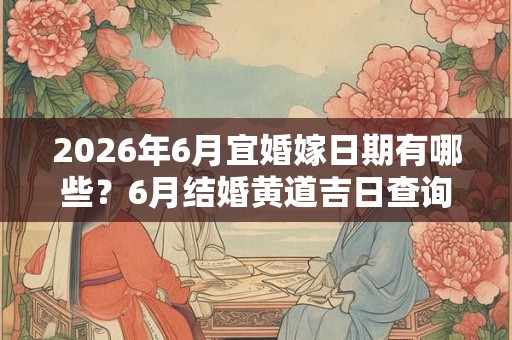 2026年6月宜婚嫁日期有哪些？6月结婚黄道吉日查询2026