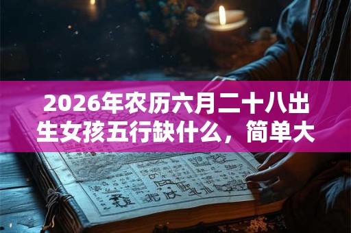 2026年农历六月二十八出生女孩五行缺什么，简单大方洋气的名字