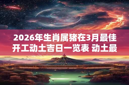 2026年生肖属猪在3月最佳开工动土吉日一览表 动土最佳时机