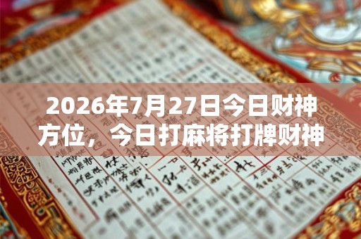 2026年7月27日今日财神方位，今日打麻将打牌财神方位