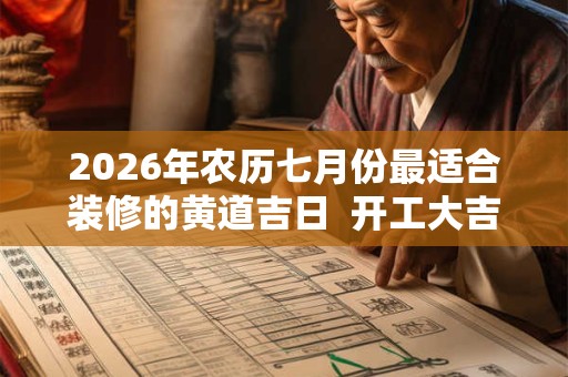 2026年农历七月份最适合装修的黄道吉日 开工大吉日 2026年农历七月份最适合装修的黄道吉日 开工大吉日