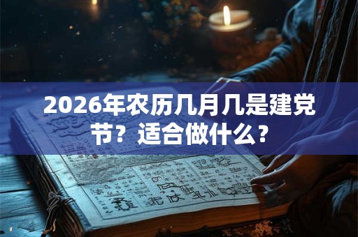 2026年农历几月几是建党节？适合做什么？