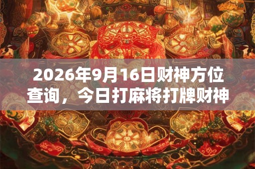 2026年9月16日财神方位查询，今日打麻将打牌财神方位