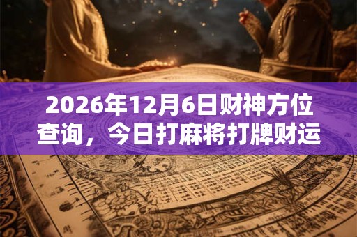 2026年12月6日财神方位查询,今日打麻将打牌财运方位 2026年12月6日财神方位查询,今日打麻将打牌财运方位