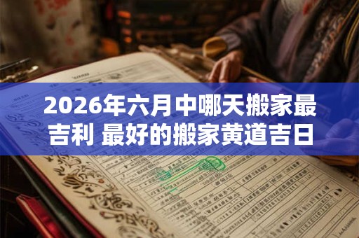 2026年六月中哪天搬家最吉利 最好的搬家黄道吉日