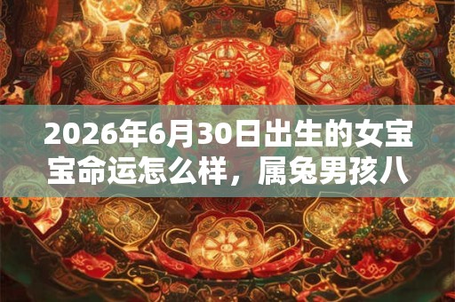 2026年6月30日出生的女宝宝命运怎么样，属兔男孩八字五行命运