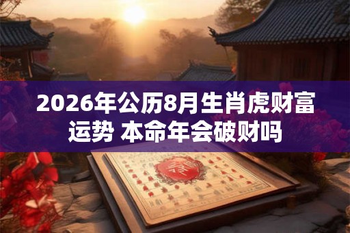 2026年公历8月生肖虎财富运势 本命年会破财吗 2026年公历8月生肖虎财富运势 本命年会破财吗