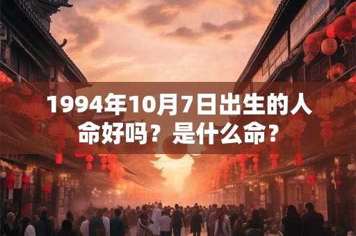 1994年10月7日出生的人命好吗？是什么命？