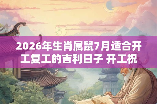 2026年生肖属鼠7月适合开工复工的吉利日子 开工祝福语大全