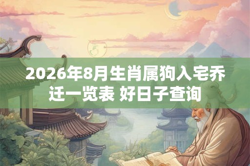 2026年8月生肖属狗入宅乔迁一览表 好日子查询