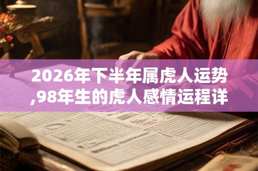 2026年下半年属虎人运势,98年生的虎人感情运程详解