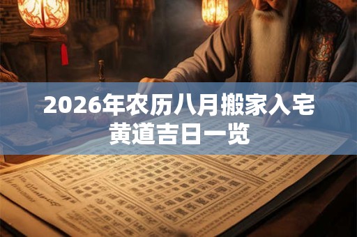 2026年农历八月搬家入宅黄道吉日一览