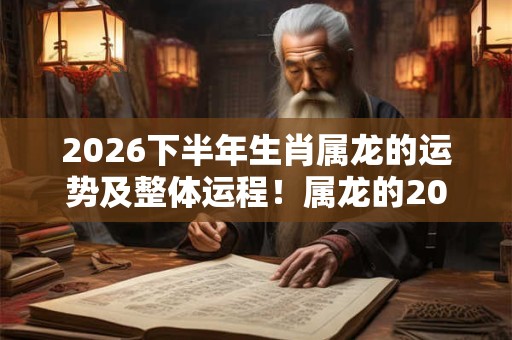 2026下半年生肖属龙的运势及整体运程！属龙的2026运势好吗