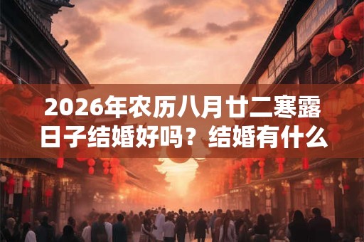 2026年农历八月廿二寒露日子结婚好吗？结婚有什么讲究？
