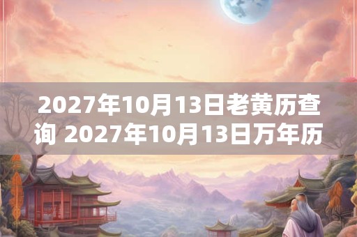 2027年10月13日老黄历查询 2027年10月13日万年历黄道吉日 2027年10月13日老黄历查询 2027年10月13日万年历黄道吉日