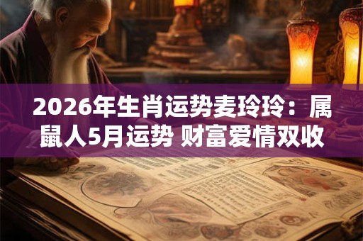 2026年生肖运势麦玲玲：属鼠人5月运势 财富爱情双收获