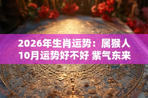 2026年生肖运势：属猴人10月运势好不好 紫气东来红红火火