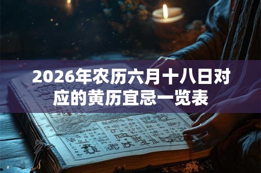 2026年农历六月十八日对应的黄历宜忌一览表