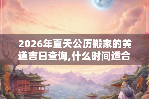 2026年夏天公历搬家的黄道吉日查询,什么时间适合搬家