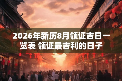 2026年新历8月领证吉日一览表 领证最吉利的日子