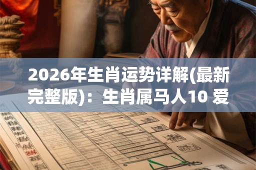 2026年生肖运势详解(最新完整版)：生肖属马人10 爱情临门有望脱单