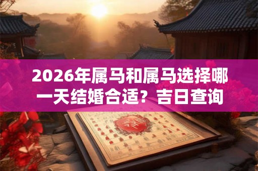 2026年属马和属马选择哪一天结婚合适？吉日查询