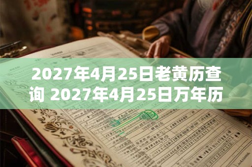 2027年4月25日老黄历查询 2027年4月25日万年历黄道吉日