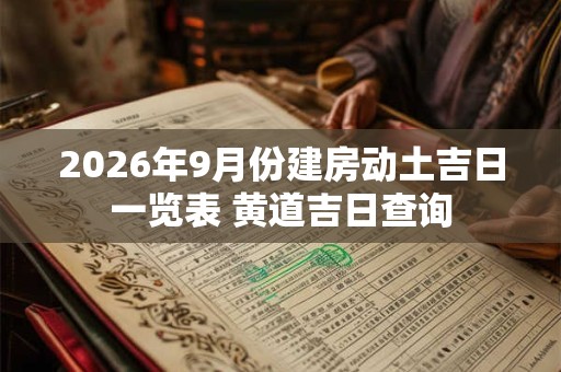 2026年9月份建房动土吉日一览表 黄道吉日查询
