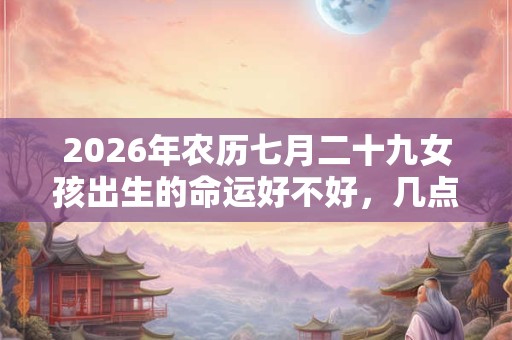2026年农历七月二十九女孩出生的命运好不好，几点出生吉利