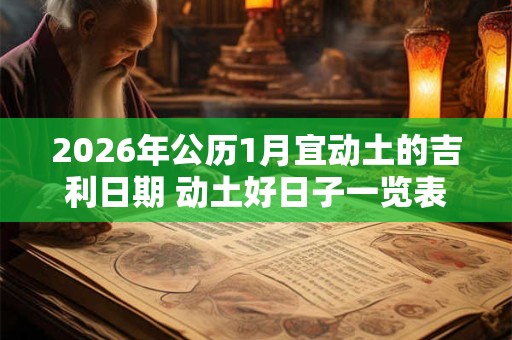 2026年公历1月宜动土的吉利日期 动土好日子一览表