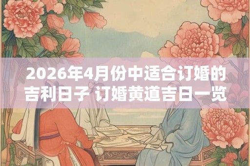 2026年4月份中适合订婚的吉利日子 订婚黄道吉日一览表 2026年4月份中适合订婚的吉利日子 订婚黄道吉日一览表
