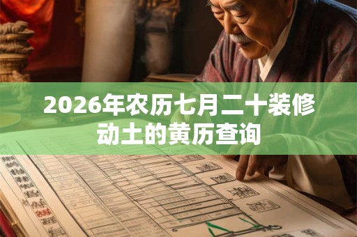 2026年农历七月二十装修动土的黄历查询