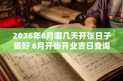 2026年6月哪几天开张日子最好 6月开张开业吉日查询