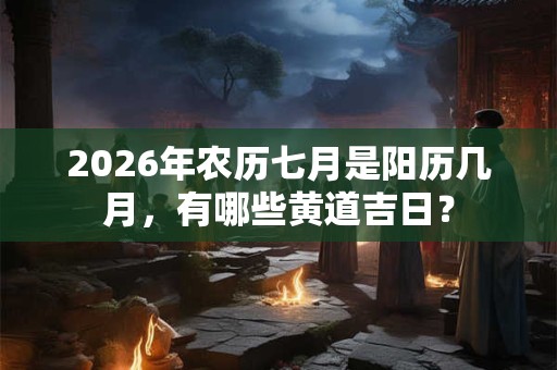 2026年农历七月是阳历几月，有哪些黄道吉日？