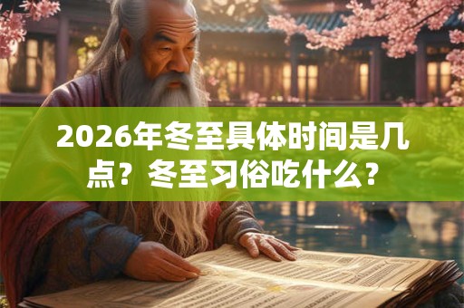 2026年冬至具体时间是几点？冬至习俗吃什么？
