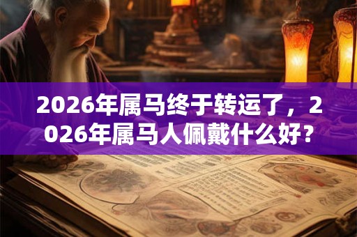 2026年属马终于转运了，2026年属马人佩戴什么好？