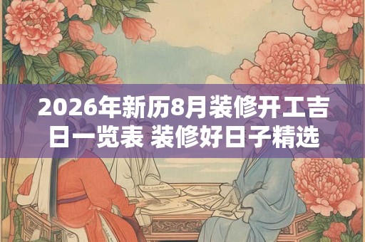 2026年新历8月装修开工吉日一览表 装修好日子精选 2026年新历8月装修开工吉日一览表 装修好日子精选